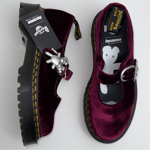 Dr. Martens Addina Heaven Marc Jacobs Velvet Shoes Cherry Red Mary Janes UK 6 - Picture 3 of 17